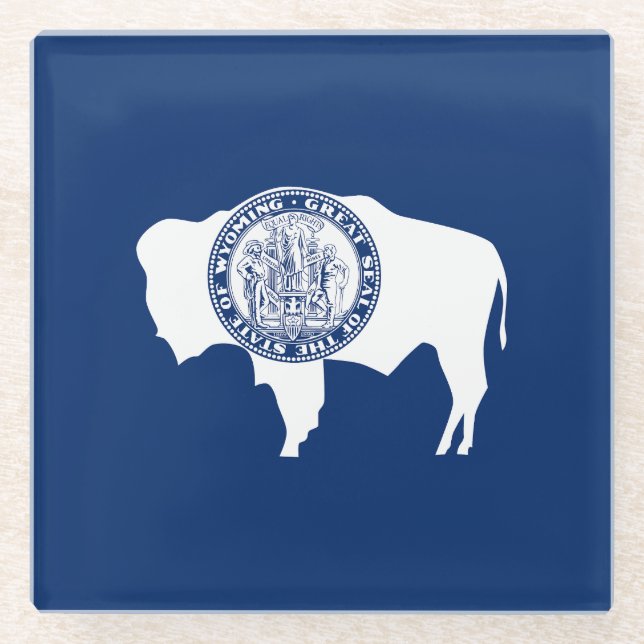 Wyoming State Flag Glass Coaster (Front)