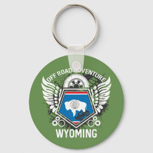 Wyoming State Flag Off Road Adventure 4x4 Bogging Key Ring