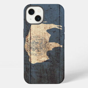 Wyoming State Flag on Old Wood Grain iPhone Case