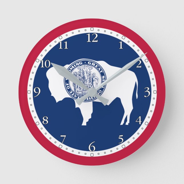 Wyoming State Flag Round Clock (Front)