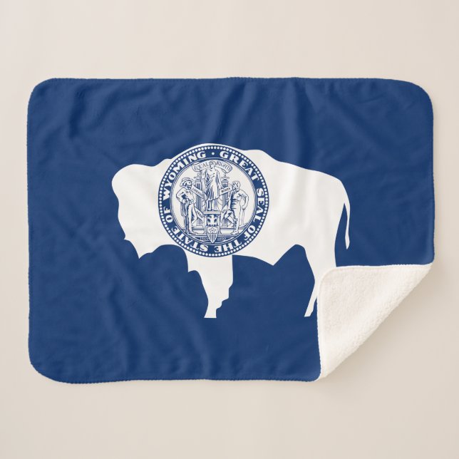 Wyoming State Flag Sherpa Blanket (Front (Horizontal))