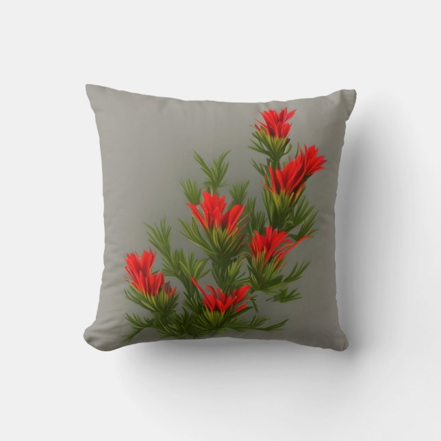 Wyoming State Flower - Indian Paintbrush Cushion (Front)