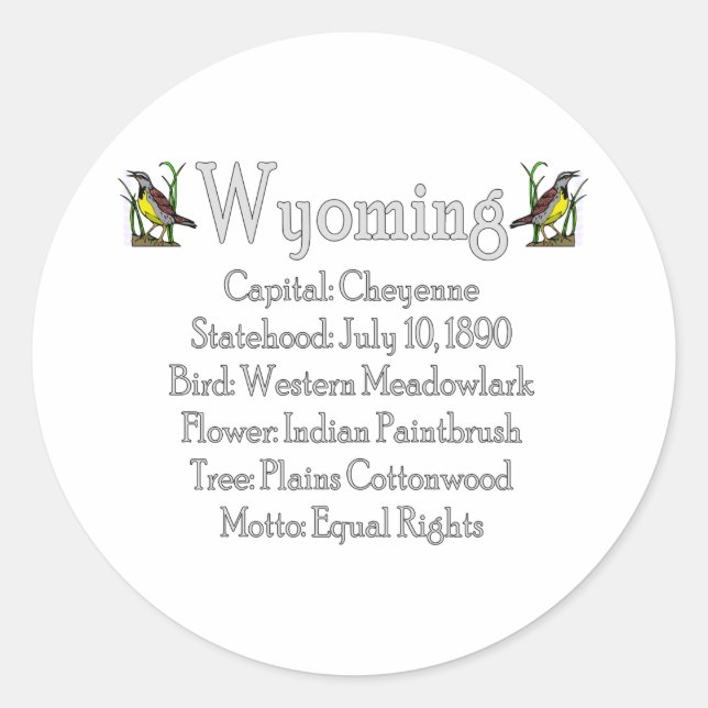 Wyoming State Info Sticker (Front)