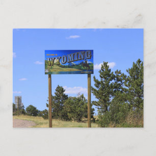 Wyoming State Line Sign Postcard