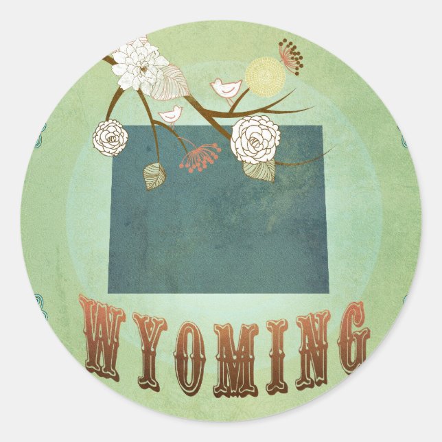 Wyoming State Map – Green Classic Round Sticker (Front)