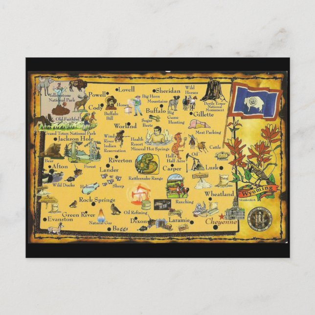 Wyoming State Map Postcard (Front)