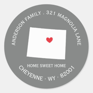 WYOMING State   New Home Address Label Sticker