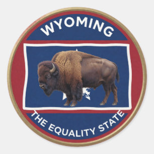 Wyoming State Pride Bison Emblem Classic Round Sticker