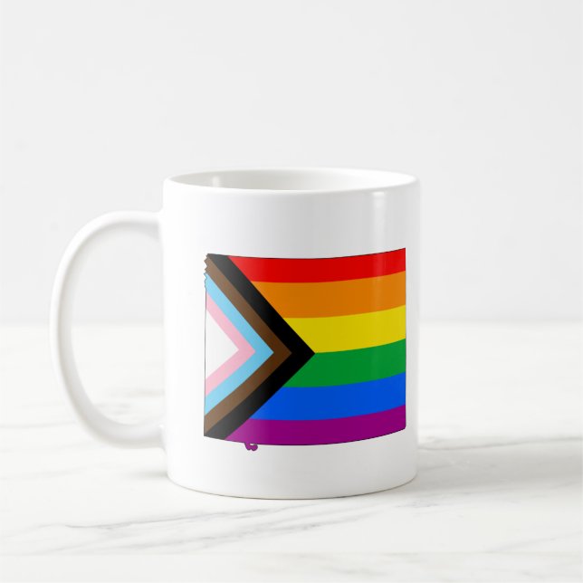 Wyoming State Pride LGBTQ Progress Pride Coffee Mug (Left)