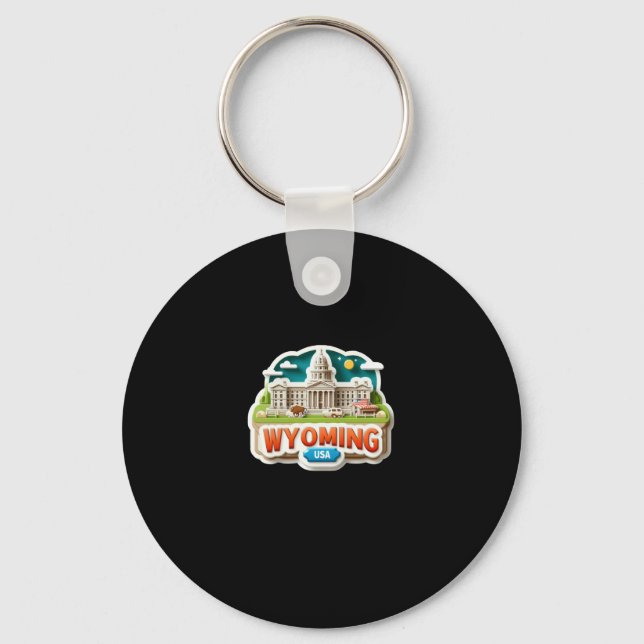 Wyoming Sticker  Key Ring (Front)