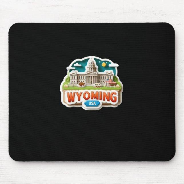 Wyoming Sticker  Mouse Pad (Front)