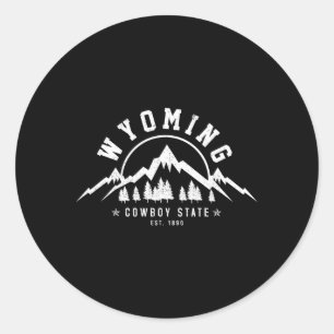 Wyoming The Cow State Est 1890 Mountains Classic Round Sticker