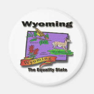 Wyoming The Equality State Bird Dear Bush Magnet