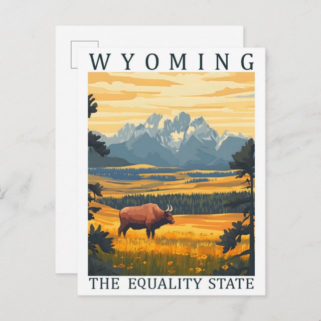 Wyoming the Equality State USA Travel Place Postcard (Front/Back)