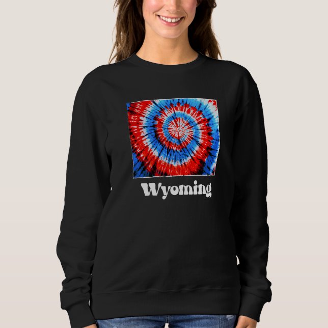 Wyoming Tie Dye Red White Blue Patriotic Sweatshirt (Front)