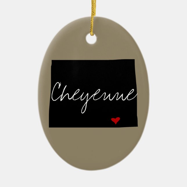 Wyoming Town Ceramic Tree Decoration (Front)