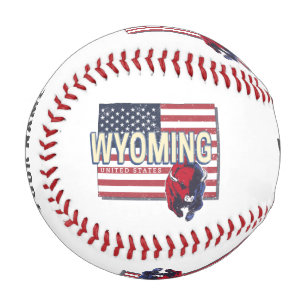 Wyoming United States Retro State Map Vintage USA Baseball