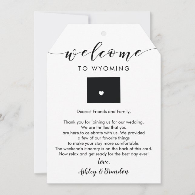 Wyoming Wedding Welcome Tag, Letter & Itinerary (Front)