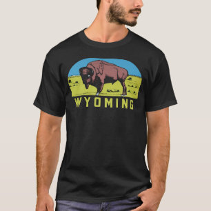 Wyoming Wy State Bison Buffalo Vintage Travel Deca T-Shirt