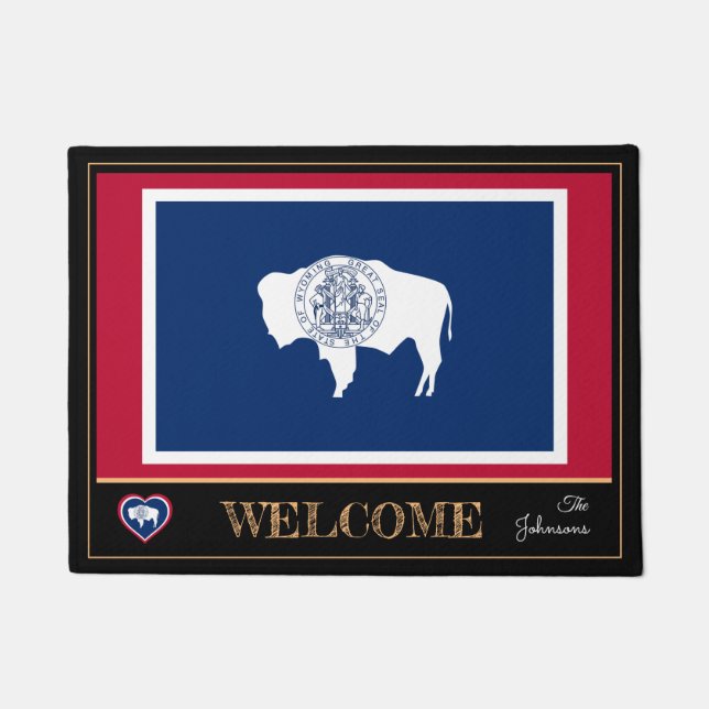 Wyoming & Wyoming Flag house mat /sports USA (Front)
