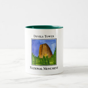Wyoming's Iconic Monolith, Devils Tower Two-Tone Coffee Mug