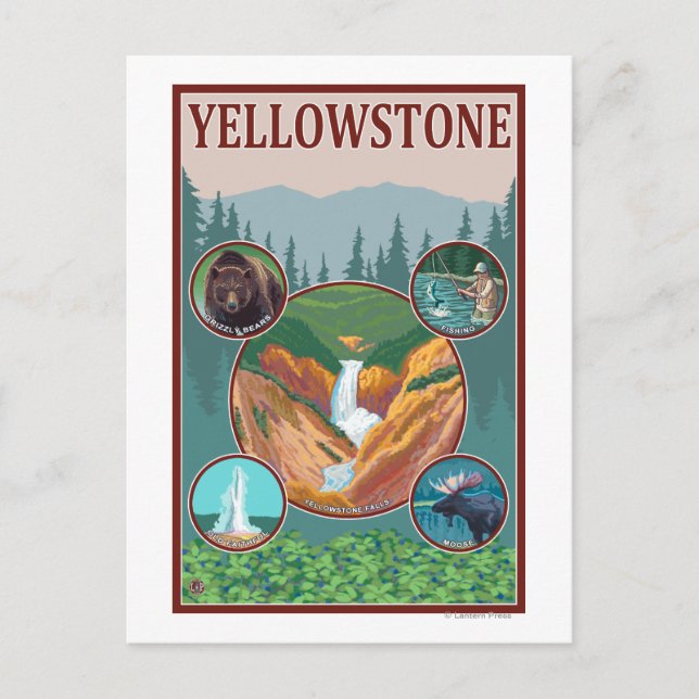 WyomingYellowstone Collage Postcard (Front)
