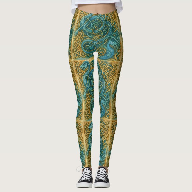 Wyrm & Weave – Celtic Serpent Knotwork  Leggings (Front)