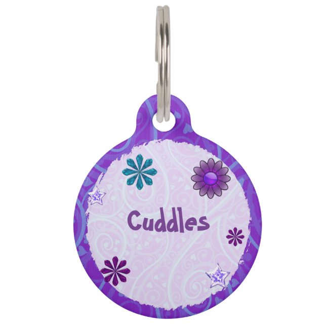 Wysteria Jewelled 3D PERSONALIZED Pet Tag (Front)
