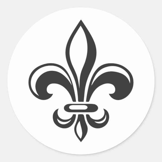 x20 Modern French Lily Flower Sticker Black (Front)