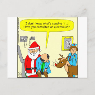 x48 Santa takes Rudolph to the doctor - cartoon Holiday Postcard