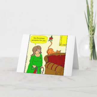 x55 Cat butt mistletoe Christmas cartoon Holiday Card