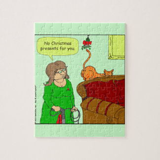 x55 Cat butt mistletoe Christmas cartoon Jigsaw Puzzle