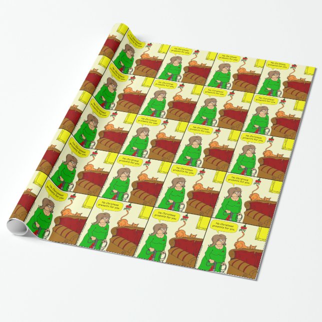 x55 Cat butt mistletoe Christmas cartoon Wrapping Paper (Unrolled)