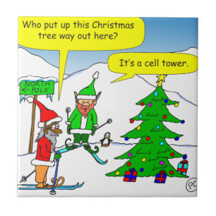 x56 cell tower christmas tree cartoon tile