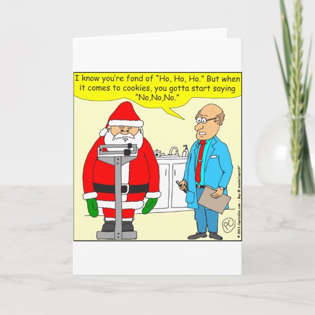 x63 santa say no no no to cookies cartoon holiday card (Front)