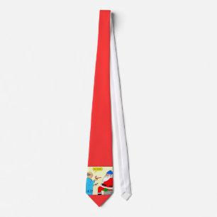 x85 Santa Goes to the Doctor Cartoon Christmas Tie