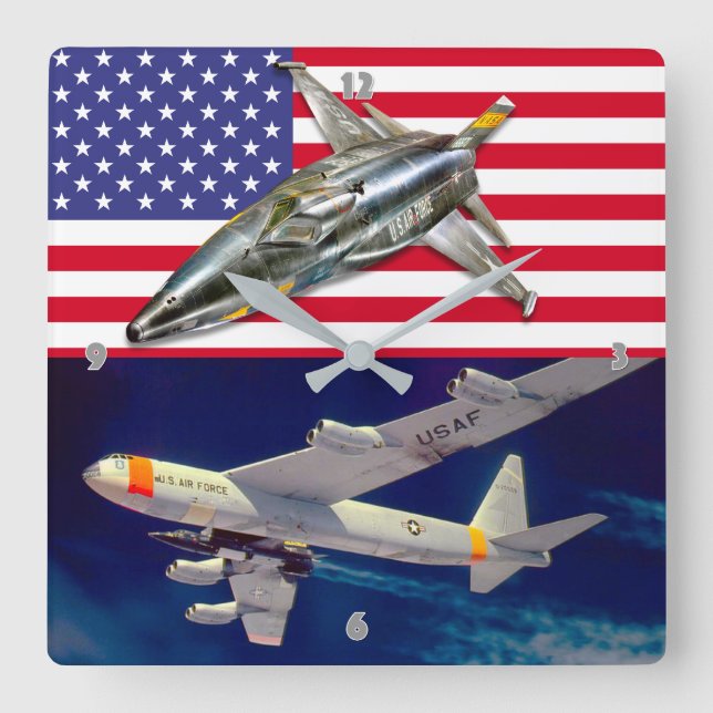 X-15 "MACH 6" USA SQUARE WALL CLOCK (Front)