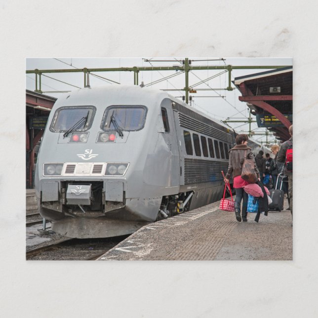 X - 2000 at Sundsvall. Speed passenger train Postcard (Front)