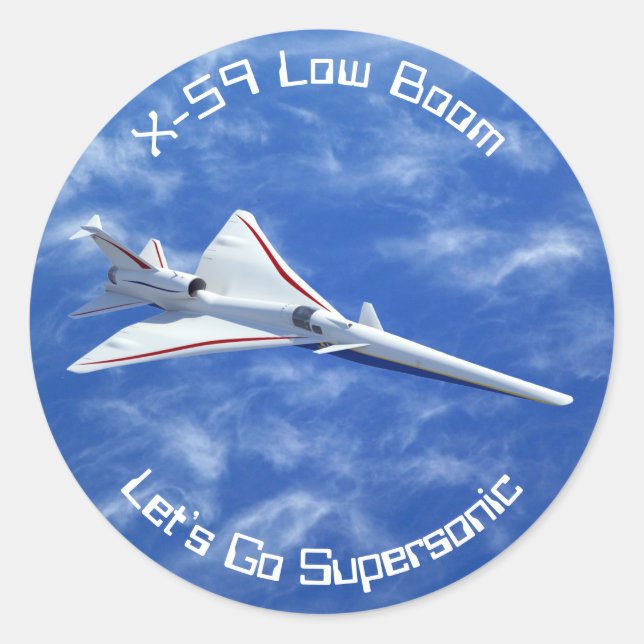 X-59 Low Boom Supersonic Jet Aircraft Classic Round Sticker (Front)