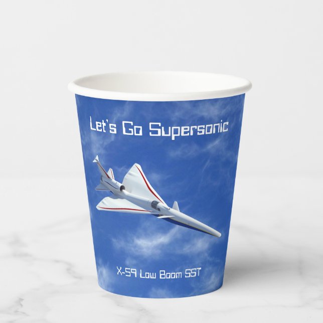X-59 Low Boom Supersonic Jet Aircraft Paper Cups (Front)