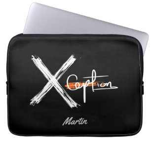 X Ception   Cool Black and White Custom Name Laptop Sleeve