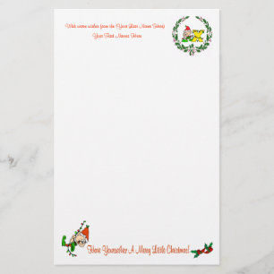 X - CHRISTMAS ELF MONOGRAM STATIONERY