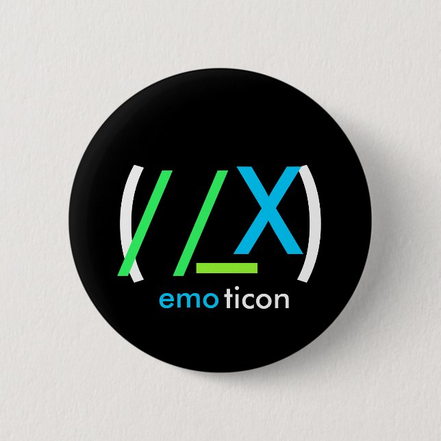 (//_X)emoticon 6 Cm Round Badge (Front)