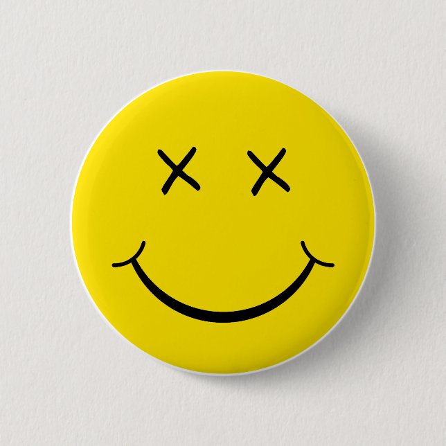 X Eye Face 6 Cm Round Badge (Front)