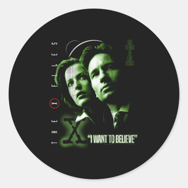 X-Files I Want To Believe Classic Round Sticker (Front)