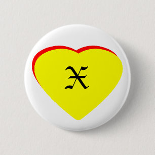 "X" Heart Yellow Red Wedding Invitation The MUSEUM 6 Cm Round Badge
