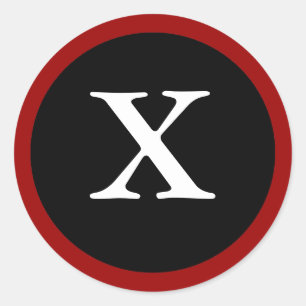 X : Initial X Letter X  Red, White & Black Sticker