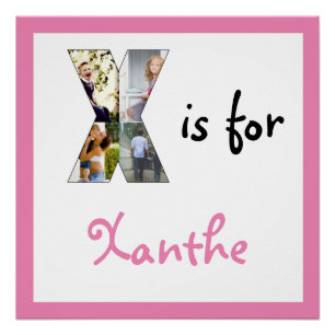 X is for Name Pink Photo  Poster