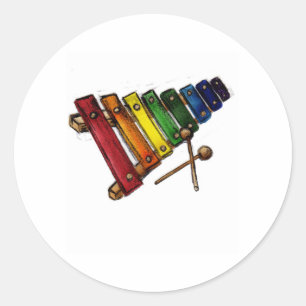 X is for Xylophone Classic Round Sticker