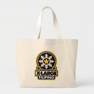 X-Large Filipino - Black Large Tote Bag